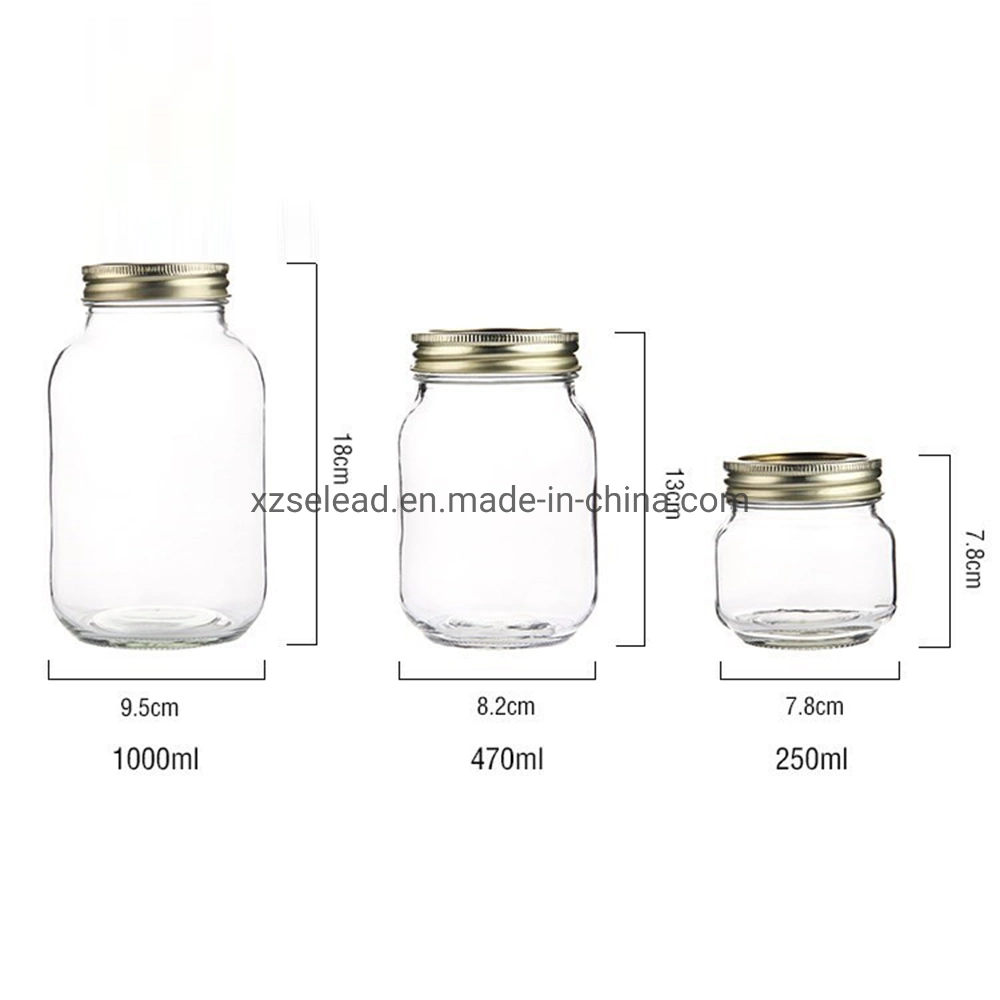 Glass Nuts Cookie Storage Jar and Bottle Glass Containers with Screw Metal Lid