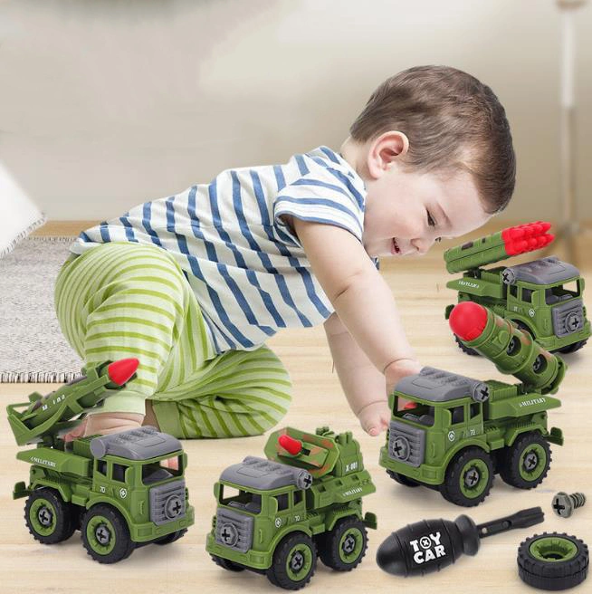 Emulational Children 4 Pieces Toy Cars Set Disassembling Engineering Toy Car