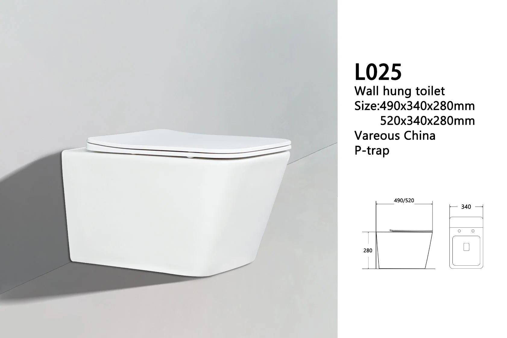 CE Cupc Ceramic Rimless Sanitary Ware Wc Mounted Bowlwall Mounted Toilets