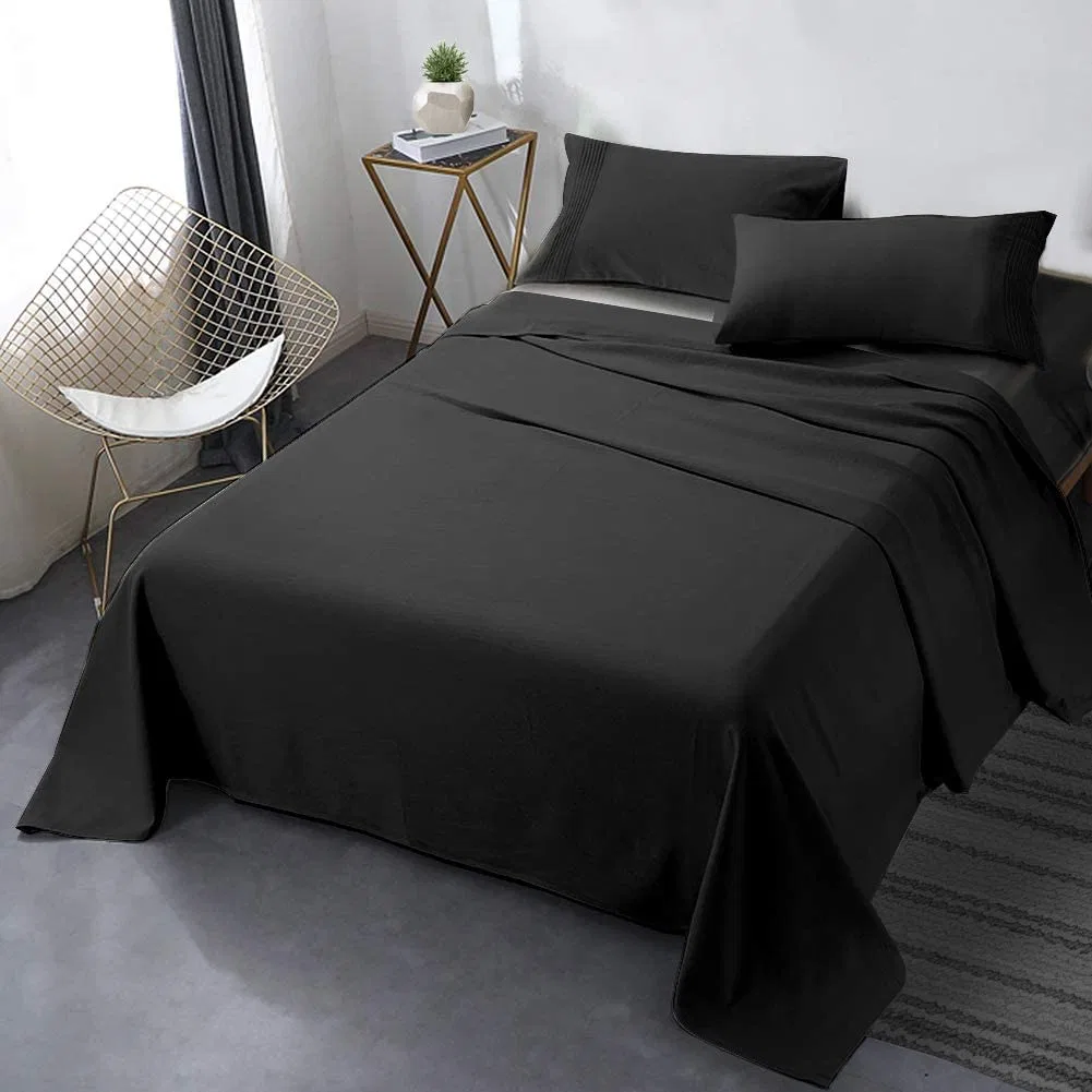 Home Bedclothes Lençol material 100% de tecido de algodão preto e branco lençóis de cama de algodão definidos