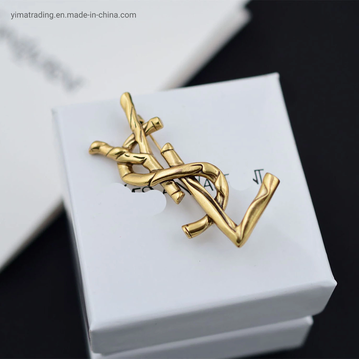 Wholesale/Supplier Replica Jewelry Luxury Brooches with Y-SL Logo Mosaic Gold Titanium 925 Sterling Silver of Women Designer Jewelry