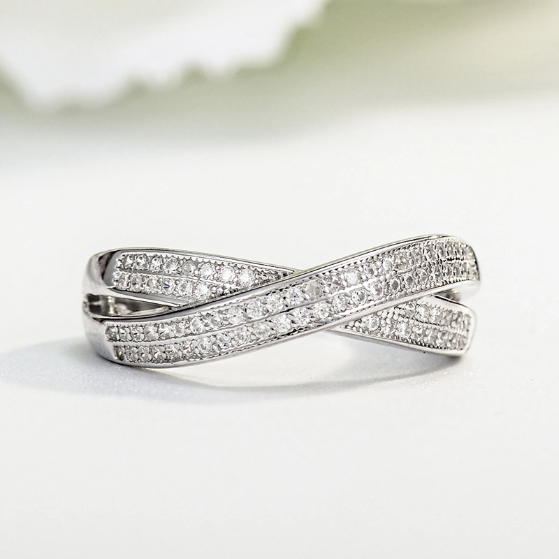 Wholesale/Supplier Sterling Silver jewelry Luxury Micro Pave Shining CZ Cross Ring for Man