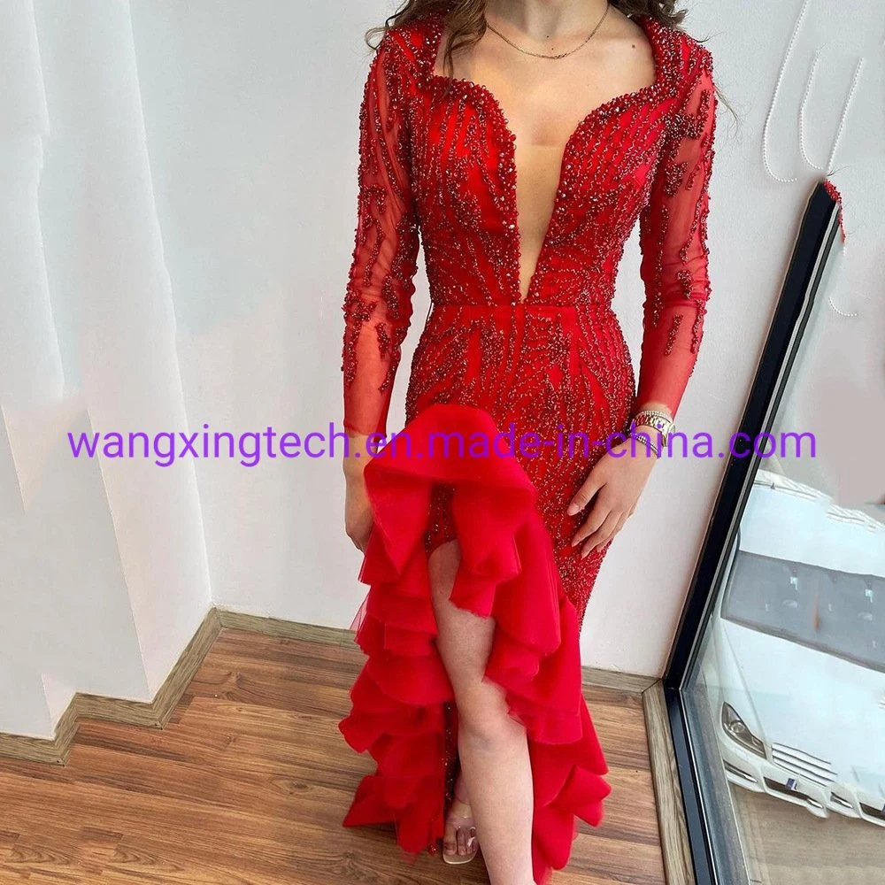 Online Sale 2022 New Women's Dress Toast Deep V Sequin Split Fishtail Wedding Evening Party Red Dress