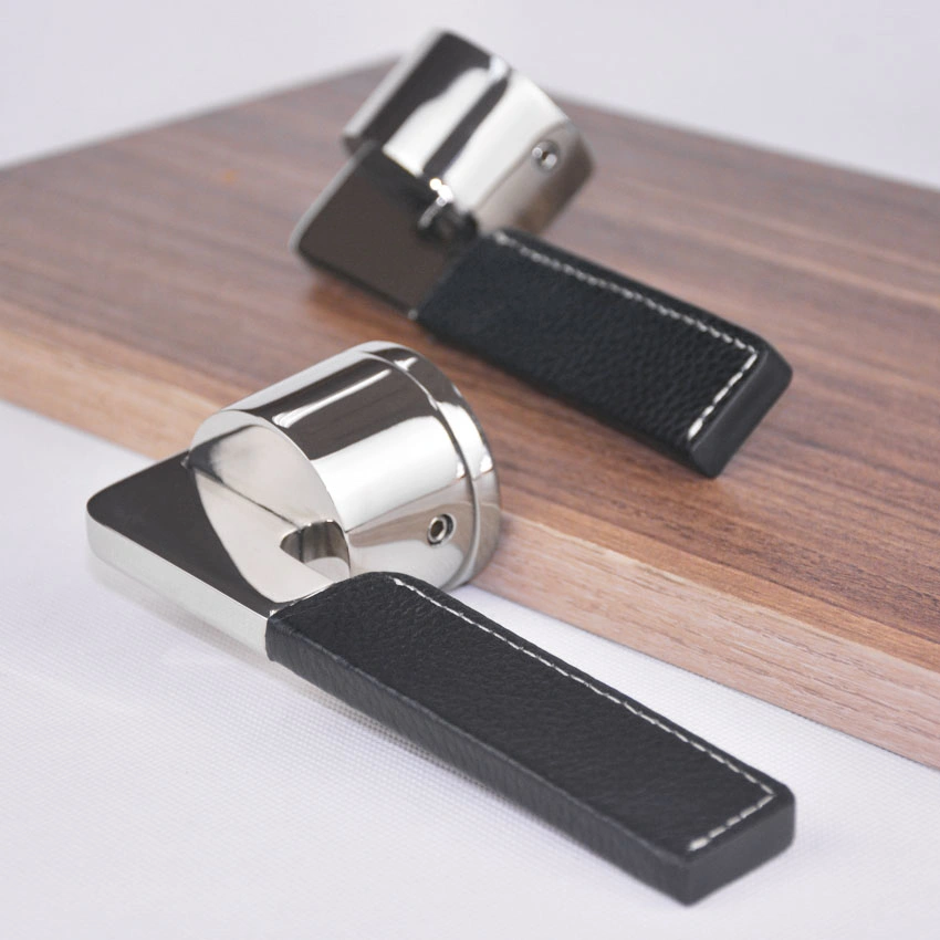 Luxury High quality/High cost performance  Zinc Alloy Leather Interior Door Handle for Wooden Door