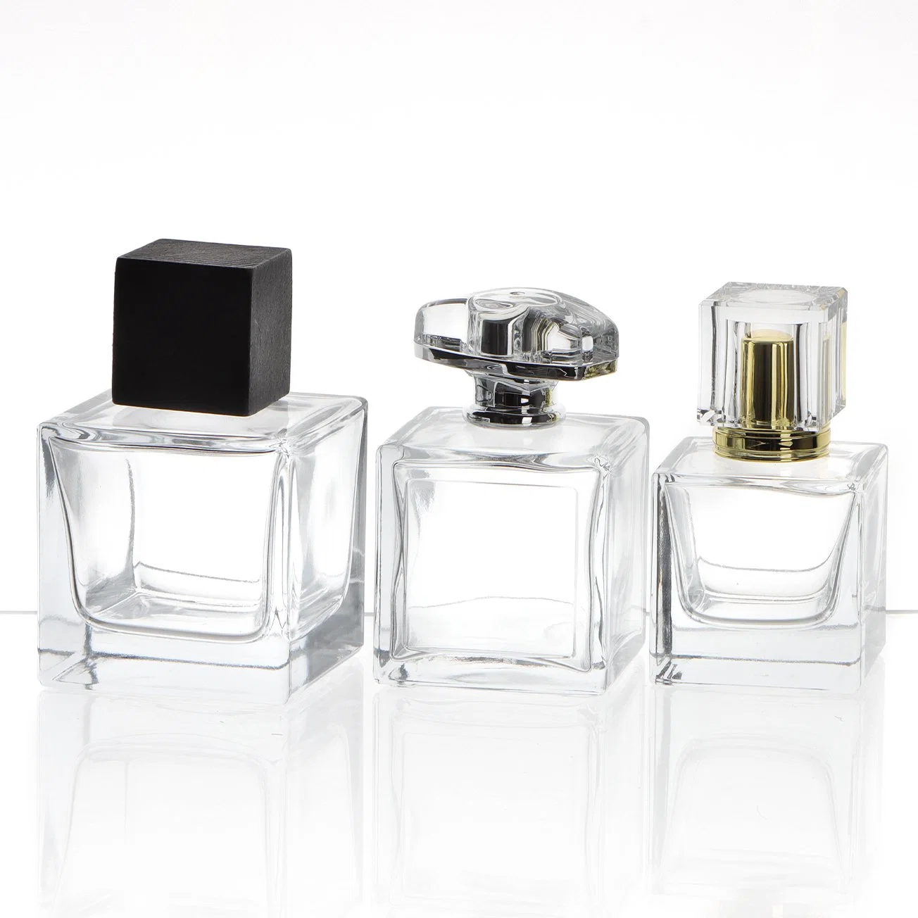 30ml 50ml 100ml Custom Square Empty Clear Fragrance Glass Perfume Bottle