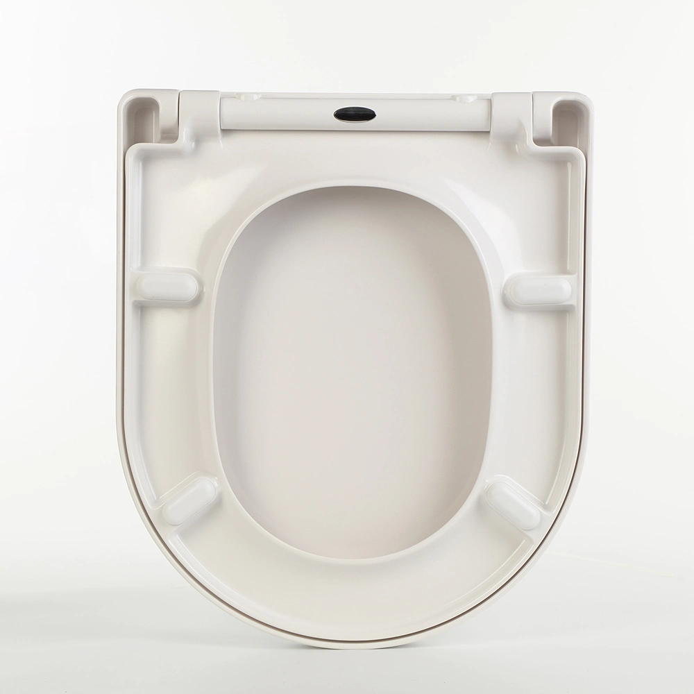 Slow Close Toilet Seat Cover, D-Shape, Plastic, White