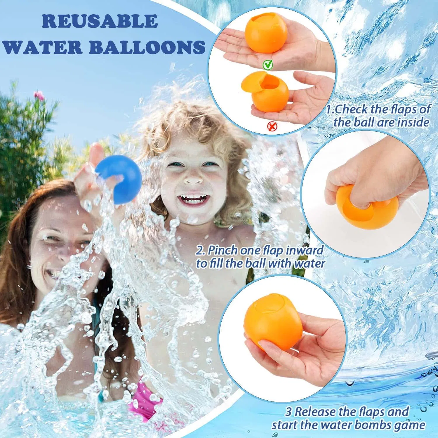 Piscina de Verão silicone cacho Mágico enchimento rápido Auto vedação Bolas de água recarregáveis fechadas, água reutilizável Bomb