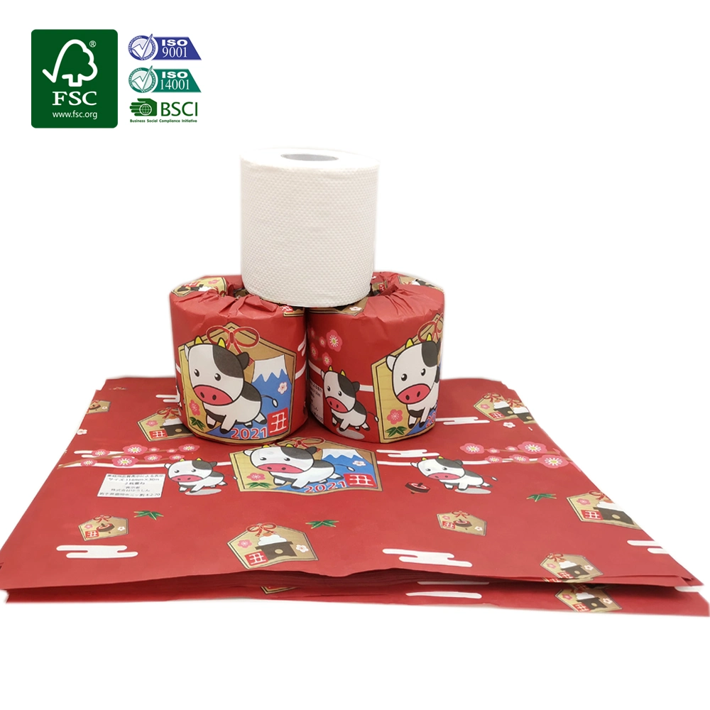 100% papel de tocador de pulpa de bambú virgen 3 papel de baño de pulpa Rollo de papel tisú