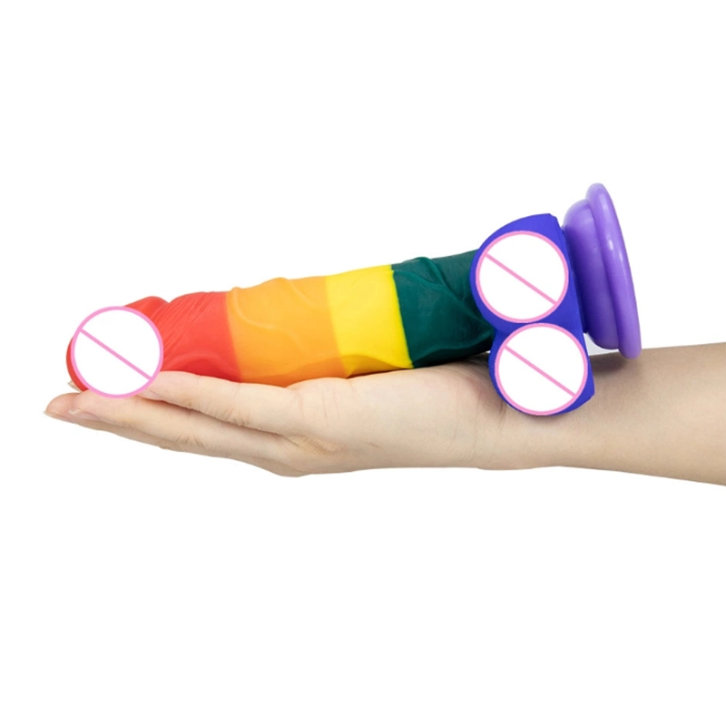 Rainbow Colorful Dildos with Strong Suction Cup for Women Masturbation Sex Toy