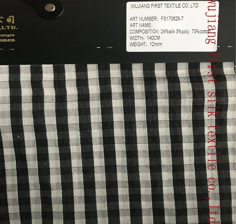 Oeko Tex 100 Certificate High quality/High cost performance  Silk Cotton Poly Check Fabric, Silk Cotton Poly Yarn Dyed Fabric