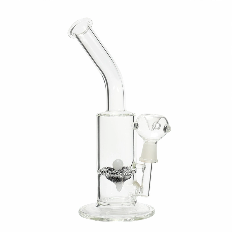 Jiju Glass Smoking Water Double Recycler Slitted Donut Perc Pipe DAB Rig Oil Water Pipe