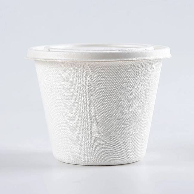 Compostable Disposable Soup Cup Sugarcane Bagasse Sauce Cup