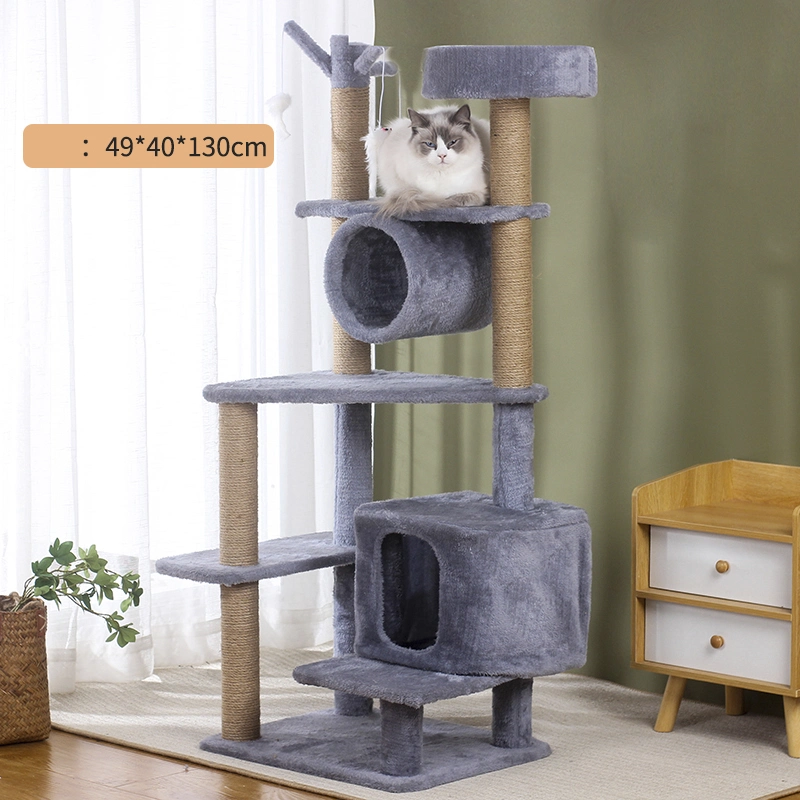 Große Hölzerne Haustier Katzen Eigentumswohnung Bäume Kratzer Multi-Layer Jumping Cat Kletterbaum