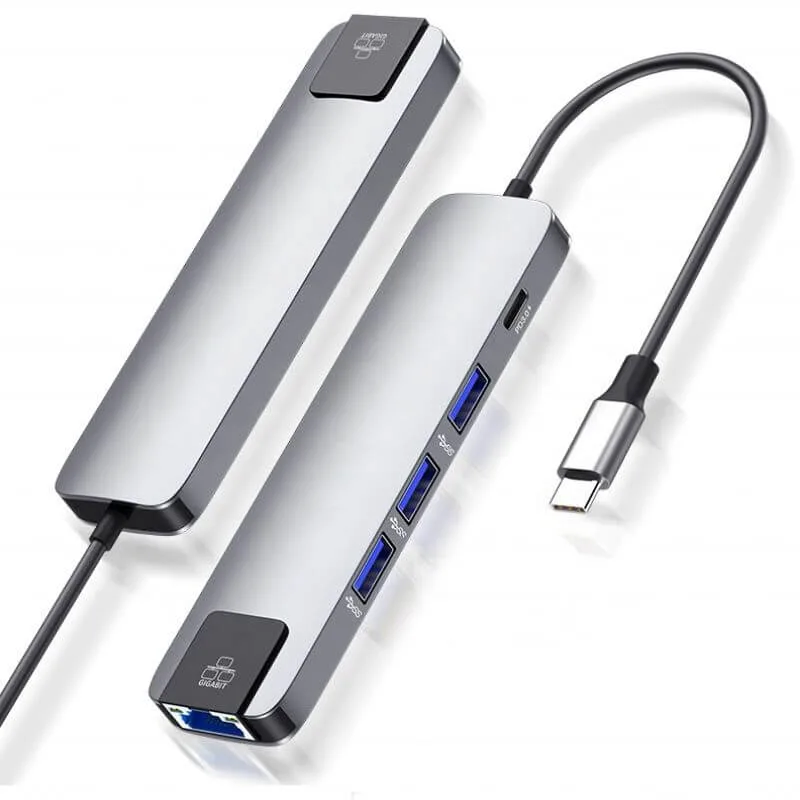 5-in-1 Multifunktions-USB-Hub-Adapter auf LAN Ethernet Pd Fast Wird Geladen