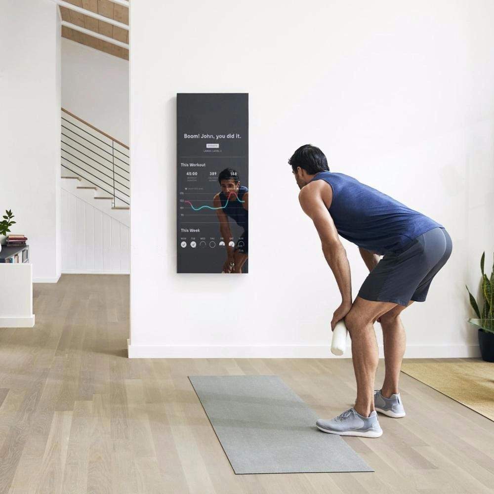 Pedestal de 43 pulgadas de pantalla táctil Android Espejo de fitness para el ejercicio