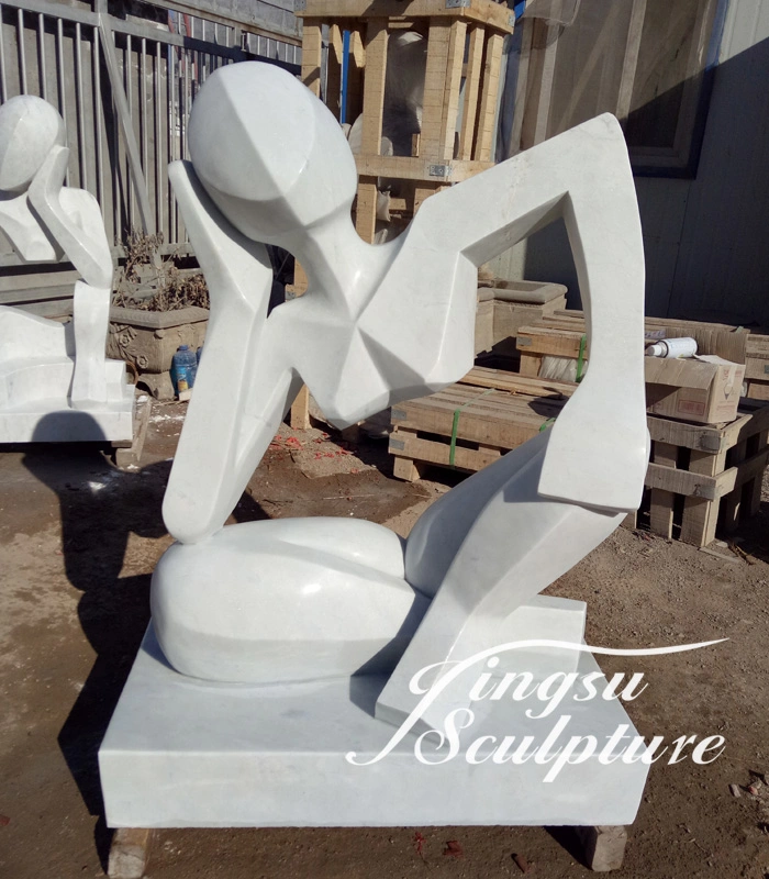 Hand Carved Polishing White Color Modern Statue Abstract Marble Sculpture for Garden