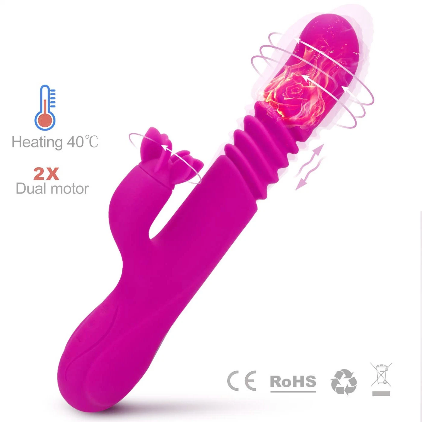 USB Rechargeable Flexible Dildo Rabbit Vibrator Rotation Vibrator G Spot Thrusting Huge Electric Rabbit Vibrator G Spot