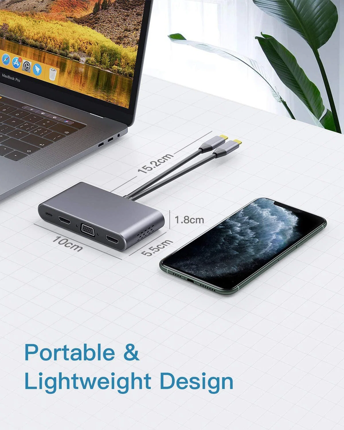 8 in 2 USB C Adapter, Multi Function Hub