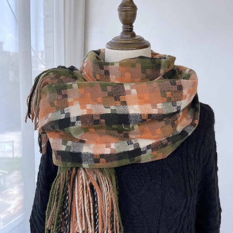 Fashion Plaid All-Match l'automne et hiver doux polyester coton coloré de Cachemire Lady foulard