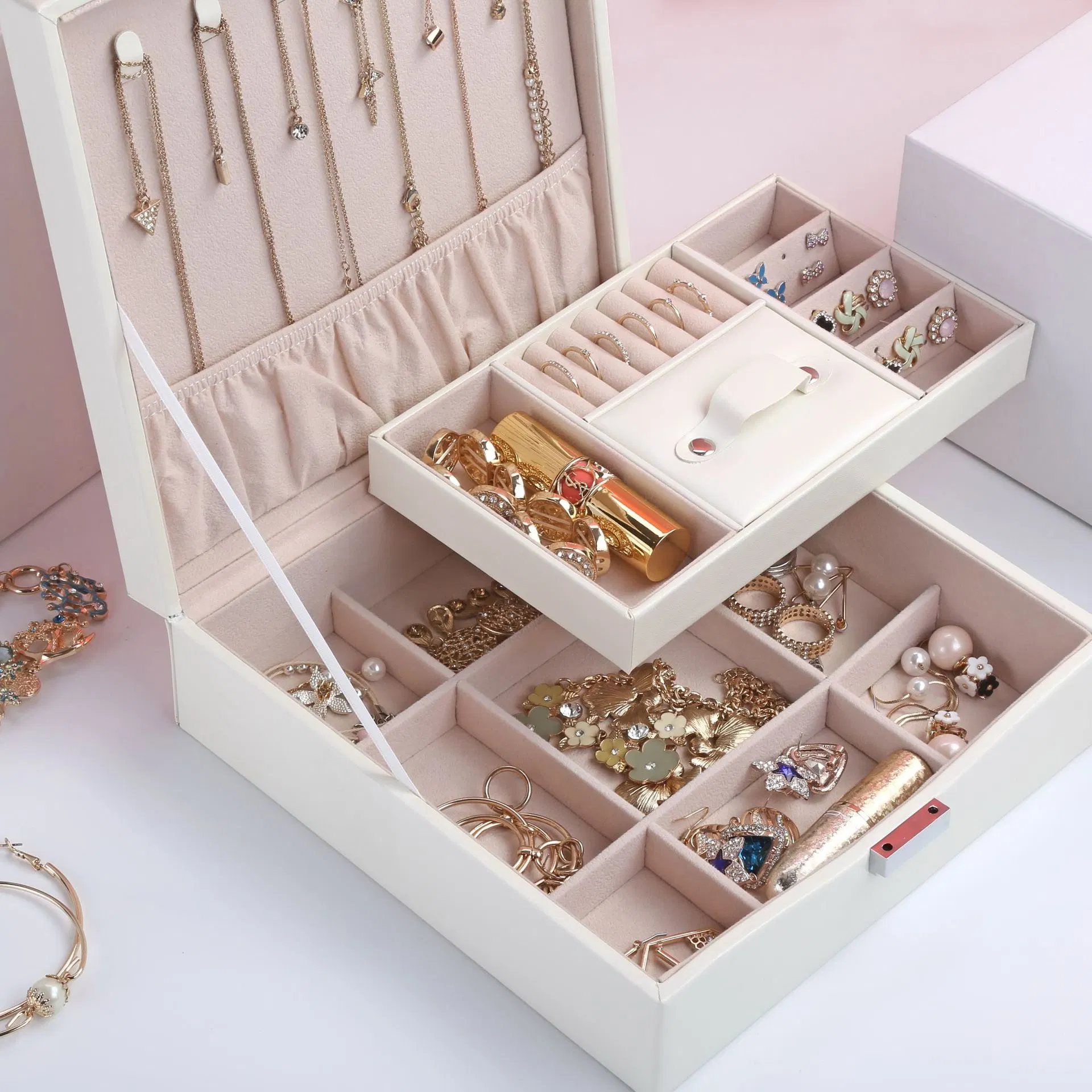 New Design Luxury/High quality/High cost performance /Square Wooden//Leather/Velvet Factory Jewelry Watch Cosmetic Perfume Gift Packaging Set Storage Box Wholesale/Supplier