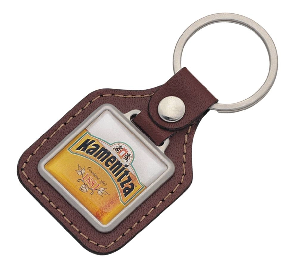 Custom Style Printed Epoxy Square Leather Key Tag (LK127)