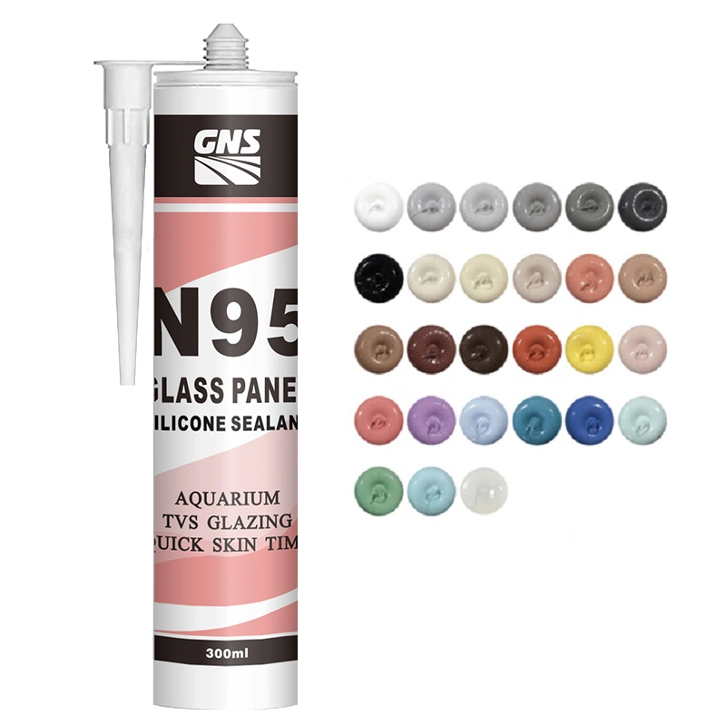 GNS N95 100% silicona sin aceite blanco Grado alimenticio acético Sellador de silicona de uso general resistente al agua para acuario de curado rápido