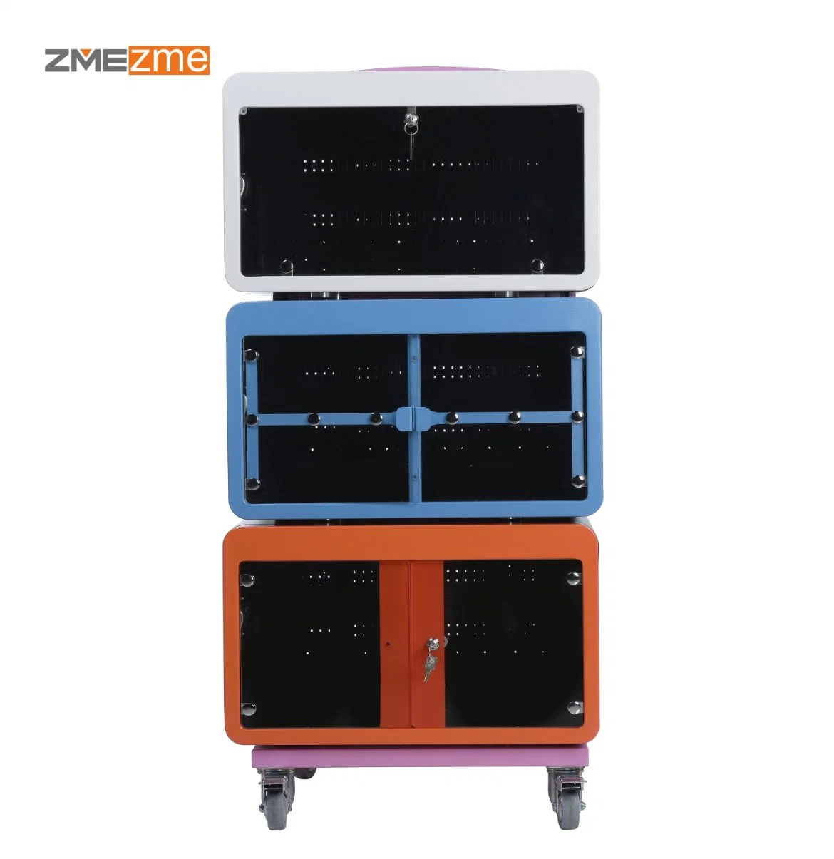 60bays Storage Carts Lock Mobile Laptop Cart Cell Phone Charging Cabinet