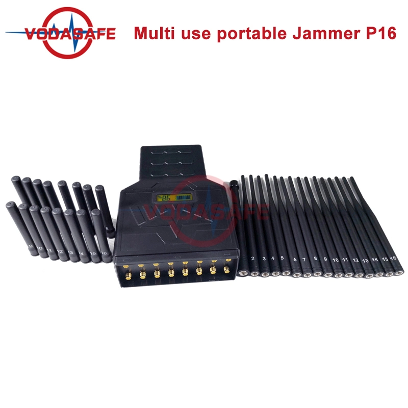 16 Antennas Handheld Prisons Cell Phone Signal Jammer 2g 3G 4G 5g WiFi 2.4GHz 5.8GHz GPS Prison Signal Jammer