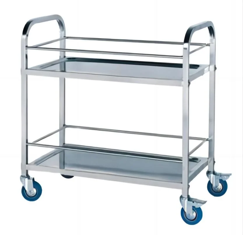 Stainless Steel Double-Deck Service Trolley for Hotel Restaurant Hospital Fw-66A