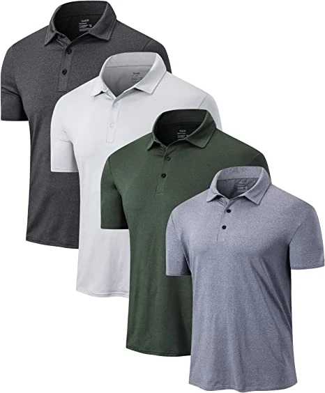 Custom Logo Embriodery Printed 3-Button Collared T Shirt Mens Performance Moisture Wicking Dri Fit Polyester Spandex Casual Workout Subliamtion Golf Polo Shirt