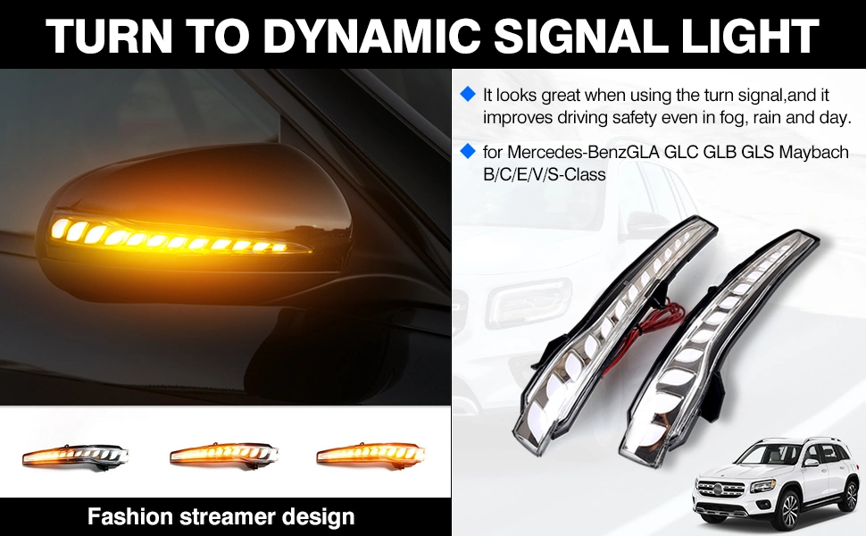 Curva dinâmica Pisca Direcional seqüencial de Espelho Retrovisor Lateral Luz indicadora para Mercedes Benz C E S GLC W205 X253 W213 W222 V-Class W447