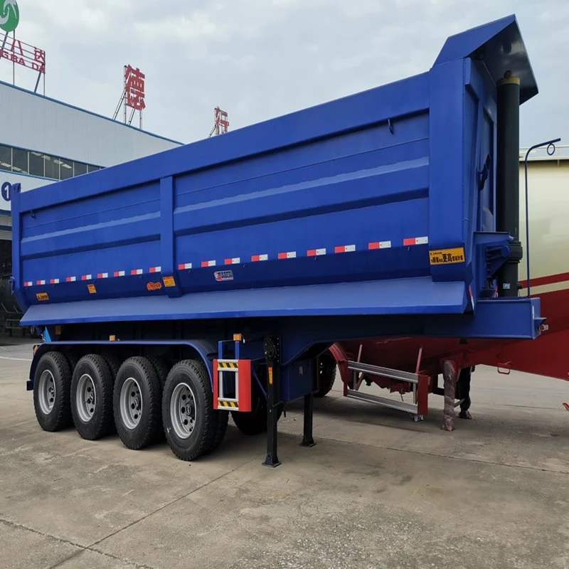 Best Price-U Shape Hydraulic Cylinder Rear End Side Dump Tipping Tipper HOWO Shacman Hyva Lorry Mining Rock Sand Ore Dumper Box Van Semi Truck Trailer for Sale