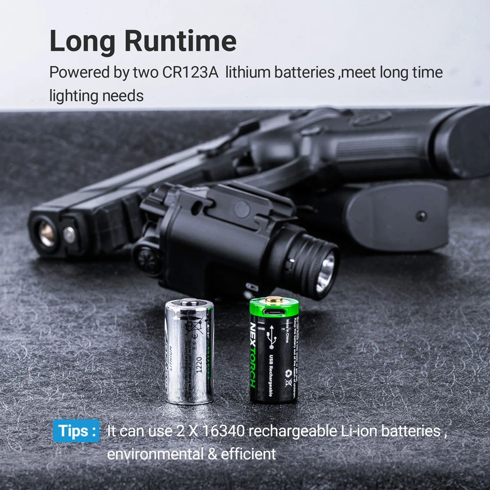 1300lm Super High Power Pistol Light with Green Laser and Remote Switch Can Mounted on Rifle for Hunting or Tactical Weapon Flashlight