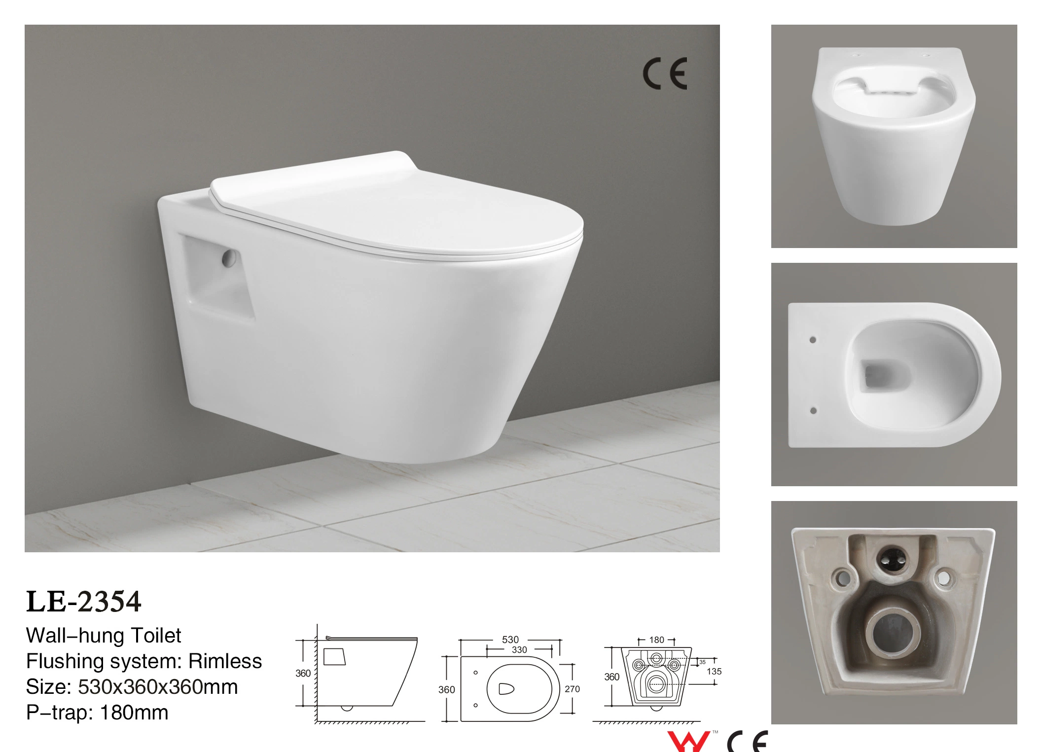 Neue Randlose Pulse Tankless Urinal Flush Strapsdu Keramik Wand Hing Toilette 2354-Oi