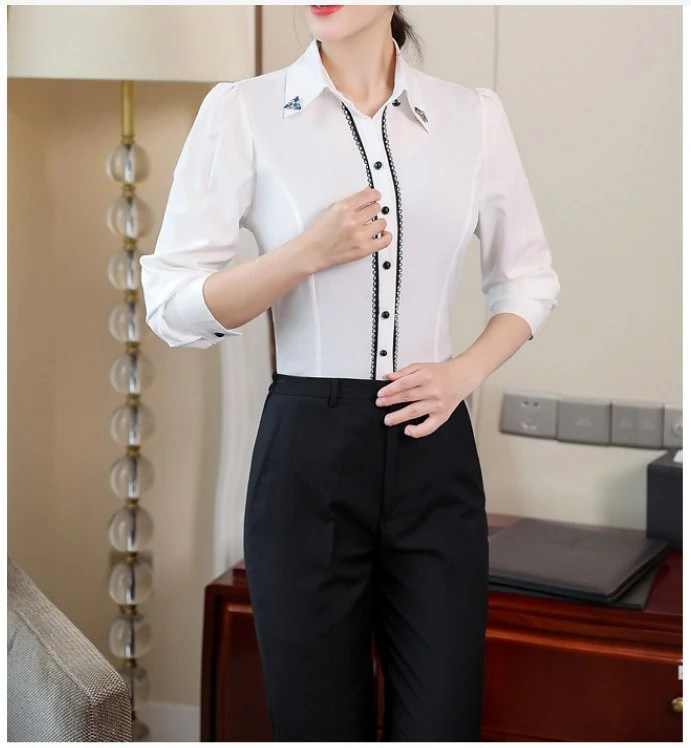 OEM Professional Shirts Women Formal Wear Shirts Long Sleeve Work Clothes Tooling Spot Wholesale/Supplier