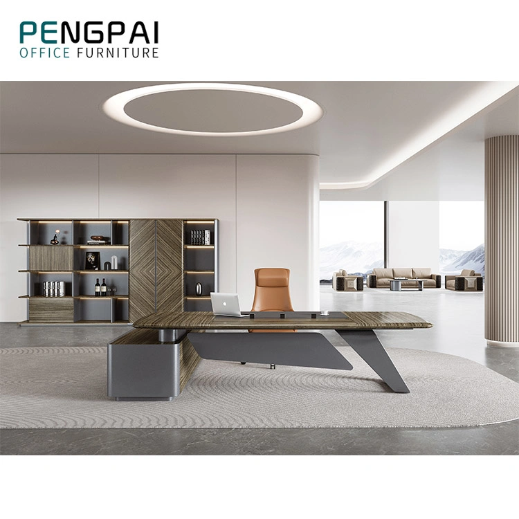 Pengpai Office Bookcase classeur Venner simple panneau mobilier de bureau Étagère avec lumières à DEL