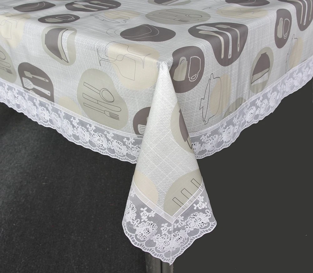 PVC Plastic Wipeable Rectangle Tablecloth for Kitchen