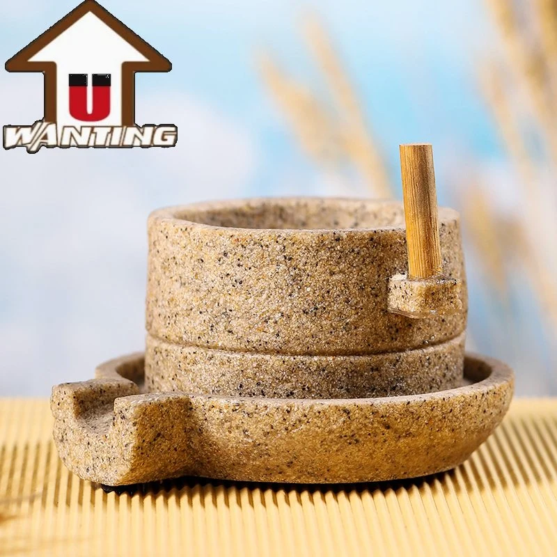 Small Resin Stone Mill Flower Pot Retro Garden Decor for Succulent Plants