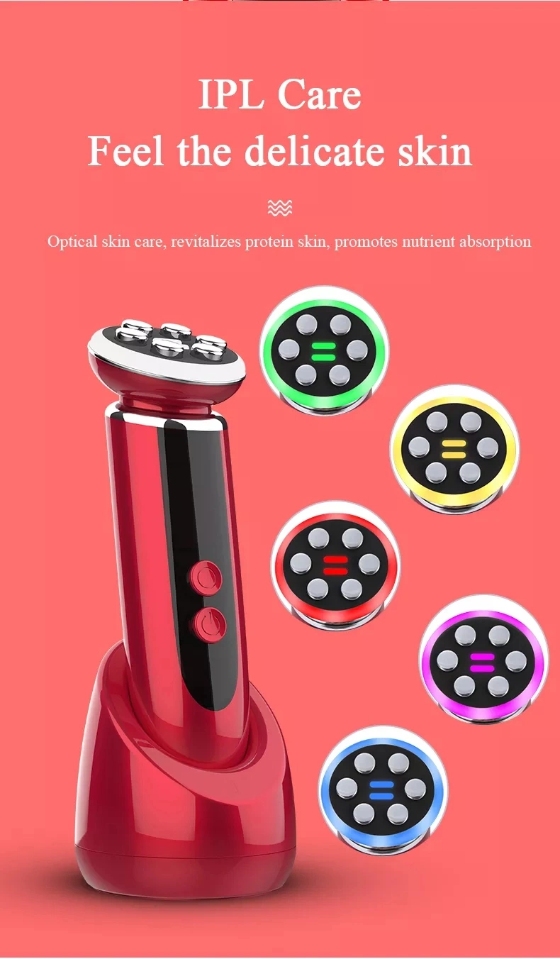 LCD Screen Skin Rejuvenation Mini Hifu RF Facial Machine Home Salon Use LED Therapy Face Massager