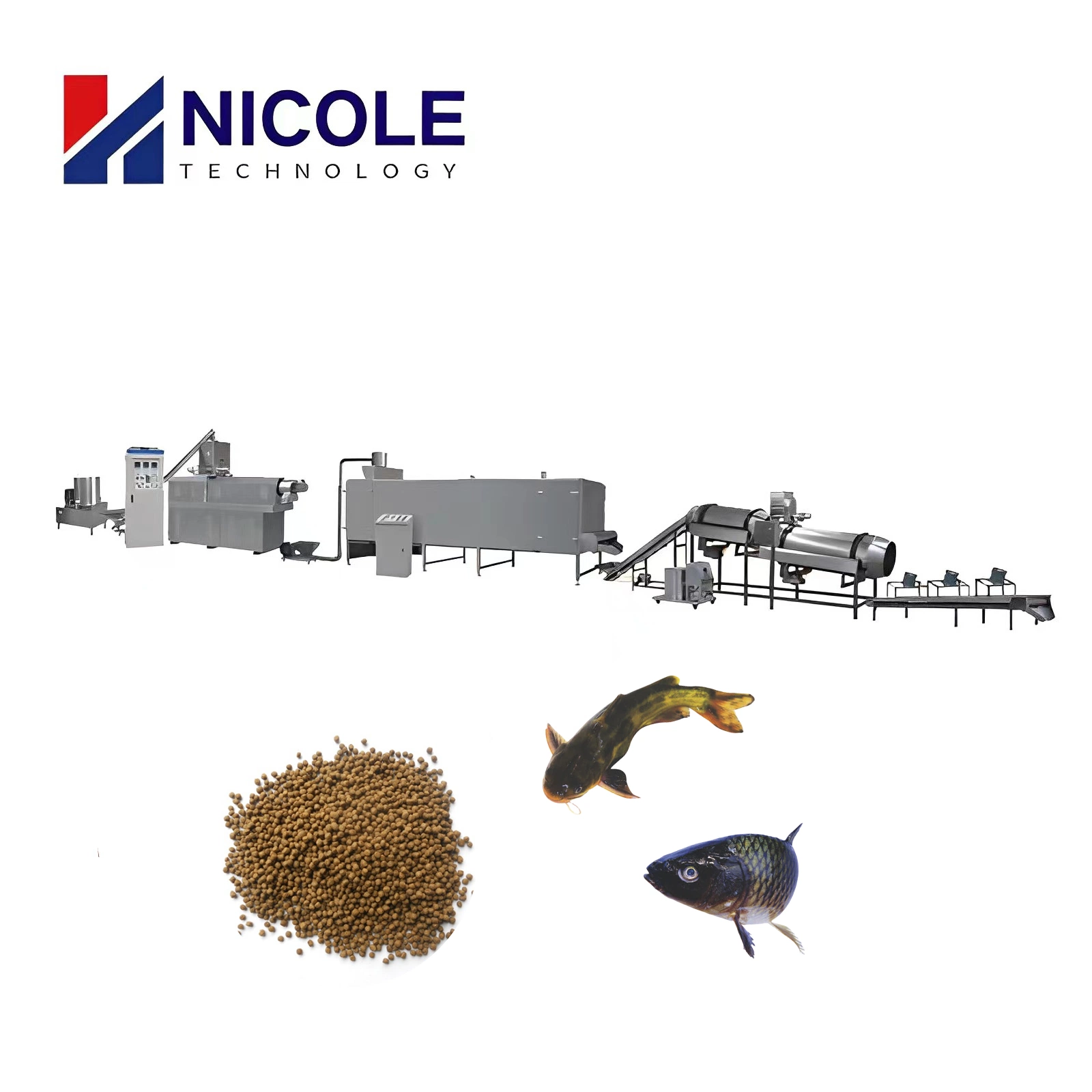 Automatic Animal Fish Feed Making Floating Feed Pellet Production Line