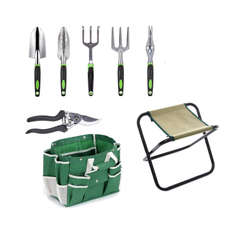 Ensemble d'outils de jardinage chaise de jardin pliante en tissu Oxford portable Avec porte-outils de jardinage pour sac de rangement