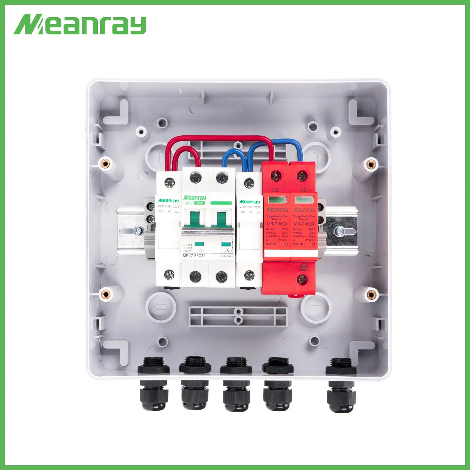 PV Series IP65 DC Solar PV Array Strings Combiner Box with Solar Connector and Cable Gland