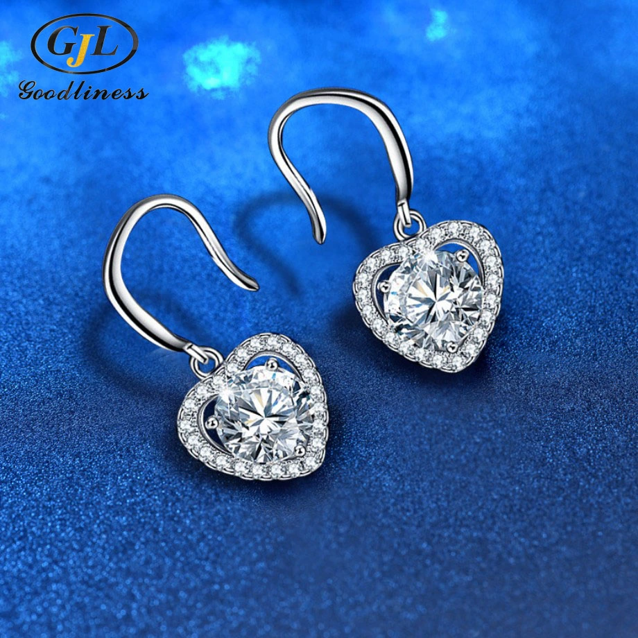 Ensemble de 925 boucles d'oreilles en argent avec boucles d'oreilles en forme de coeur en losange de Mosan