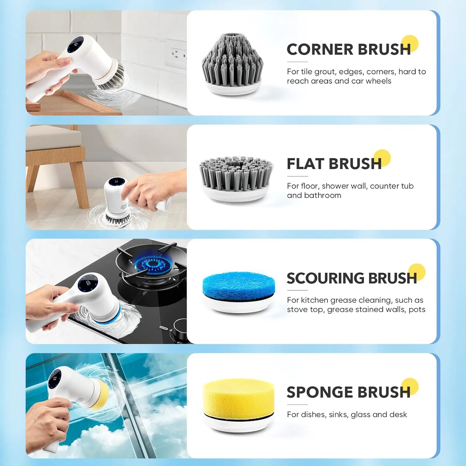 Electric Spin Scrubber Rechargeable Bathroom Scrubber Cordless Shower Scrubber Cleaning Brush