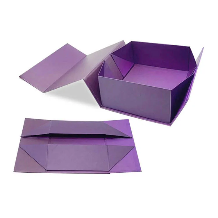 Custom Logo Printed Purple Magnet Gift Box Cardboard Paper Packaging Box Folding Box