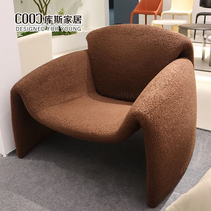 Modern Green Teddy Boucle Fabric Velvet Leather Single Leisure Lounge Arm Chair Designer Accent Le Club Chair for Home Living Room Furniture