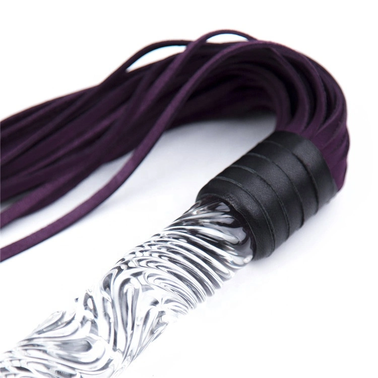 Bdsm Leather Loose Whip Bondage with Crystal Glass Dildo Sex Toys for Adult Fetish Spanking Paddle