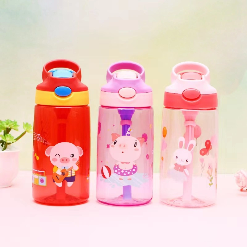 Aohea Kids Water Bottle Plastic PC Cute Print Drink Bottle for School