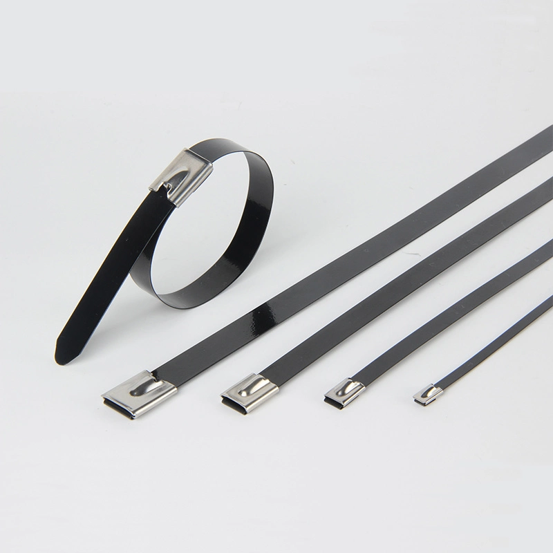 100PCS Stainless Steel PVC Coated Self Locking Cable Stra Hoops Ties Zip Tie Cables 11.8"