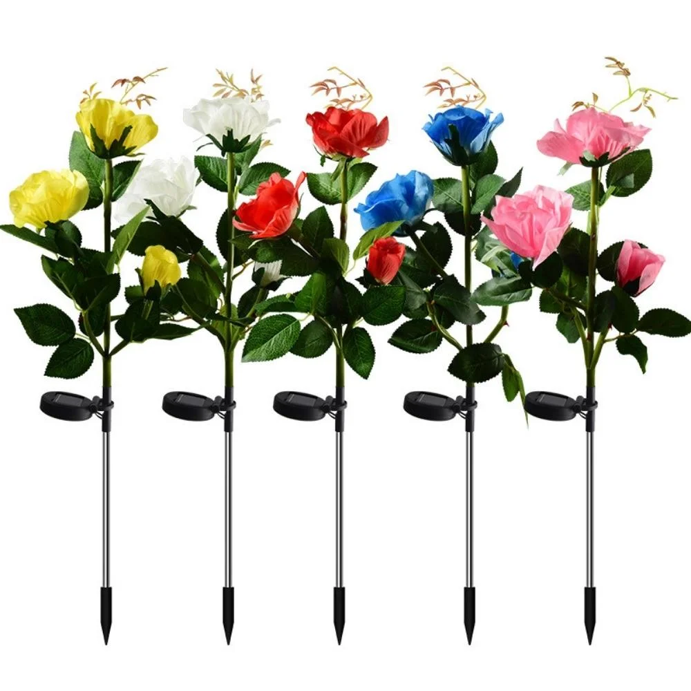 Waterproof LED Solar Rose Stake Light Outdoor Flower Stake Light Patio Pathway Garden Decor Wyz19672